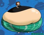  1girl bbw belly_inflation big_breasts fat_fetish gigantic_belly happy obese proud stretchy_pants 