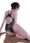  1girl alluring anime_style bare_legs barefoot big_ass bikini black_and_purple_hair feet female_only finalcake foot_fetish namco one-piece_bikini reina_(tekken) swimsuit tagme tekken tekken_8 toes 