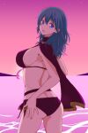  1girl 1girl 1girl alluring alternate_costume ass bikini black_bikini black_swimsuit blue_eyes byleth_(female)_(summer)_(fire_emblem) byleth_(fire_emblem) byleth_(fire_emblem)_(female) byleth_(summer)_(fire_emblem)_(female) female_only fire_emblem fire_emblem:_three_houses nintendo official_alternate_costume shinomu_(si666is) sideboob swimsuit teal_hair 