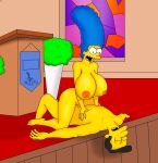 ass cheating_husband cheating_wife cowgirl_position erect_nipples marge_simpson massive_breasts mluv_(artist) shaved_pussy the_simpsons thighs timothy_lovejoy