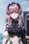  1girl ai_generated breasts emikukis fanart female_only owozu sky solo_female two_tone_hair vtuber 