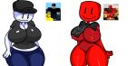  2_girls big_breasts black_shirt blue_panties breasts jp20414(artist) red_skin redhead reference_image roblox roblox_avatar thicc white_body white_skin 