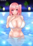  1girl alluring big_breasts bikini cleavage dead_or_alive dead_or_alive_6 dead_or_alive_xtreme dead_or_alive_xtreme_2 dead_or_alive_xtreme_3 dead_or_alive_xtreme_3_fortune dead_or_alive_xtreme_beach_volleyball dead_or_alive_xtreme_venus_vacation honoka honoka_(doa) magenta_eyes night pink_hair stone_river_(artist) swimming_pool tecmo 