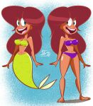  1girl atomickingboo barefoot bra breasts female_only marina_(zig_and_sharko) mermaid mermaid_tail panties red_hair xilam zig_and_sharko 