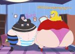 2_girls bbw big_breasts burping high_heels huge_ass huge_belly inflation obese panties panty_&amp;_stocking_with_garterbelt panty_(psg) plump sisters stocking_(psg) wedgie