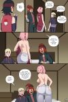  2_girls 2boys age_difference ass ass_focus breasts medium_hair nude pervert pervert_female pink_hair sakura_haruno sarada_uchiha sexually_suggestive short_hair 