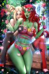 ayyasap bra dc_comics dc_comics flowers harleen_quinzel harley_quinn lingerie pamela_isley panties poison_ivy swing