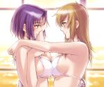  2005 2girls arm_on_shoulder artist_name bikini bikini_top blonde_hair blush breast_press breasts couple dated erect_nipples eye_contact hand_on_another's_face hand_on_face hand_on_shoulder looking_at_another maria-sama_ga_miteru mizuno_youko multiple_girls mutual_yuri purple_hair same satou_sei sei_satou shizuka_kanina sideboob smile swimsuit symmetrical_docking yellow_eyes yuri 