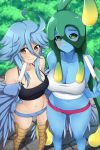  1girl 2_girls female_only harpy monster_girl monster_musume_no_iru_nichijou papi_(monster_musume) popsicle slime_girl suu_(monster_musume) 