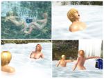 alluring big_breasts dead_or_alive eliot_(doa) female_butt_nudity female_nudity holding_swimsuit jungle lake male_nudity nude pulling_swim_trunks_down skinny_dipping swim_trunks_around_leg tecmo tina_armstrong underwater undressing