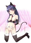  1girl animal_ears black_hair blush breasts cat_ears cat_tail female garter_belt gokou_ruri head_tilt kakogawa_tarou kneeling long_hair mole mole_under_eye navel nipples ore_no_imouto_ga_konna_ni_kawaii_wake_ga_nai panties purple_eyes solo tail thighhighs underwear 