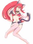 1girl animal_ears bad_id bikini_top cat_ears cat_tail female long_hair mokeo ponytail red_hair redhead solo tail tengen_toppa_gurren-lagann thighhighs yellow_eyes yoko_littner