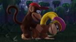  1boy 1girl 3d all_fours diddy_kong dixie_kong doggy_position donkey_kong_(series) donkey_kong_country furry jungle nintendo omatic rareware sex_from_behind sound video 