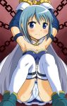  1girl bdsm blue_eyes blue_hair blush bondage bound chains female mahou_shoujo_madoka_magica miki_sayaka panties restrained sanaemaru solo underwear 