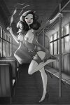  1girl 1girl disney female_focus female_only meg_(paperman) monochrome monochrome_background nipples pantyhose paperman_(film) rahurhe smiling_at_viewer smirk spats tagme topless vintem 