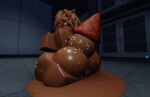  1girl ass_focus big_ass blush brown_hair furry furry_only ice_cream kaiju_paradise pussy roblox sprinklekit_(kaiju_paradise) sweat_ass wet_ass 