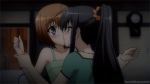 3girls after_kiss ahoge anime antenna_hair arm arms black_hair blush brown_hair camisole clock closed_eyes collarbone eucliwood_hellscythe eye_contact female forced friends gif green_eyes hair half-closed_eyes haruna_(kore_wa_zombie_desu_ka?) headpiece kiss kissing kore_wa_zombie_desu_ka? long_hair looking_at_another love multiple_girls neck necklace open_mouth ponytail purple_eyes seraphim_(kore_wa_zombie_desu_ka?) shirt short_hair stuffed surprised sweat tired white_hair wrist_grab yuri