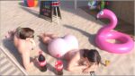  3d ass beach clothing duo female_only lying_down rev2019 