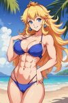  abs ai_generated beach bikini nuggeto princess_peach sea seaside 