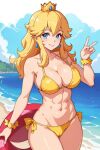  abs ai_generated beach bikini nuggeto princess_peach sea seaside 