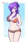  1girl alluring big_breasts bikini cleavage fire_emblem fire_emblem_heroes nintendo pin_up purple_eyes purple_hair raydango shez_(female)_(fire_emblem) shez_(fire_emblem) shez_(fire_emblem)_(female) 