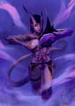  black_hair clamps daemon daemon_girl daemonette demon_girl garter_belt grabbing_breasts horns long_hair od60 purple_skin spikes_(anatomy) tail warhammer_(franchise) warhammer_40k warhammer_fantasy warhammer_online:_age_of_reckoning 