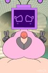  animated beat_banger big_breasts double_v dreamcore gif loop paizuri paizuri_under_clothes sam_(mariah_arts) toriel_beat_banger tv_head v 