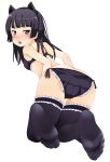 1girl animal_ears ass black_hair black_legwear black_thighhighs blush bra feet female foreshortening gokou_ruri lingerie long_hair nanako_(artist) ore_no_imouto_ga_konna_ni_kawaii_wake_ga_nai panties red_eyes solo thighhighs underwear underwear_only