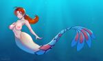  1girl big_breasts breasts delia_ketchum delia_ketchum_(pokemon) female humanoid mature_female mermaid mermaid_tail milf milotic navel nintendo nipples nude ocean pokemon sea solo strawberrytfs tagme tail underwater water 