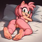 1girl ai_generated airtist_the_artificial amy_rose anthro ass fanart female_only green_eyes hedgehog_girl mobian_(species) nude pink_fur pink_hair sega solo_female sonic_the_hedgehog_(series)