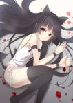 1girl animal_ears black_hair black_legwear black_thighhighs cat_ears character_request fake_animal_ears female from_above gokou_ruri hime_cut kisaichi_jin kujou_ichiso kuroneko long_hair looking_at_viewer lying on_side ore_no_imouto_ga_konna_ni_kawaii_wake_ga_nai panties red_eyes side-tie_panties solo thighhighs underwear