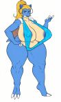  1girl big_ass big_breasts bikini blastoise blue_skin long_hair luchodraws posing seductive sling_bikini swimsuit yellow_hair 