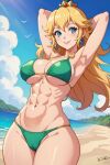  abs ai_generated beach bikini nuggeto princess_peach sea seaside 