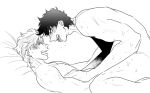  2boys caesar_anthonio_zeppeli jojo&#039;s_bizarre_adventure joseph_joestar male male_only monochrome nude nude_male open_mouth tongue_out white_background yaoi 