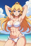  abs ai_generated beach bikini nuggeto princess_peach sea seaside 