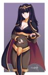 1girl 1girl 1girl alluring big_breasts black_hair female_only fire_emblem fire_emblem_awakening holding_spellbook milf nintendo purple_eyes purple_hair sonicheroxd spellbook tharja tharja_(fire_emblem)