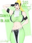  1girl abs alluring athletic_female big_breasts blonde_hair blue_eyes curvy female_abs fit_female midway_games military mortal_kombat mortal_kombat_1_(2023) mortal_kombat_4 mortal_kombat_armageddon mortal_kombat_deadly_alliance mortal_kombat_deception mortal_kombat_ii ohmaddoge sonya_blade ultimate_mortal_kombat_3 voluptuous 