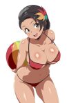  1girl 1girl alluring alternate_version_available azucena_milagros_ortiz_castillo beach_ball big_breasts bikini black_hair core_rincon dark-skinned_female dark_skin erect_nipples erect_nipples_under_bikini female_only flower_in_hair grey_eyes latina namco peruvian_female short_hair smile tekken tekken_8 voluptuous voluptuous_female 