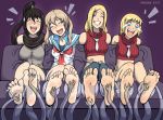 4girls bar-pierrot_(artist) elizabeth_thompson female female_only group laughing maka_albarn multiple_arms multiple_girls patricia_thompson school_uniform soul_eater tickling tsubaki_nakatsukasa umojar_(artist)