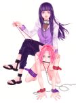 2_girls 2girls all_fours animal_ears bad_id bangs bdsm bit_gag bondage chain chains clothed clothing colored_pencil_(medium) crossed_legs cuffs feet female female/female female_only femdom femsub gag gagged green_eyes hinata_hyuuga hoodie humiliation konohagakure_symbol leash long_hair marker_(medium) multiple_girls naruto naruto_shippuuden nude pants pencil pet_play pink_hair purple_eyes purple_hair sakura_haruno short_hair sitting sitting_on_person slave smile toes traditional_media viceco03talis yuri