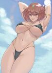  1girl 1girl 1girl alluring bare_legs big_breasts bikini calmgreentori cleavage female_only looking_at_viewer milf nintendo pyra under_boob xenoblade_(series) xenoblade_chronicles_2 