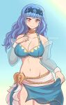  1girl 1girl 1girl alluring alternate_costume alternate_hairstyle big_breasts bikini blue_bikini blue_hair blue_swimsuit female_only fire_emblem fire_emblem:_three_houses fire_emblem_heroes fire_emblem_warriors:_three_hopes looking_at_viewer marianne_von_edmund marianne_von_edmund_(summer) nintendo official_alternate_costume official_alternate_hairstyle raydango swimsuit 