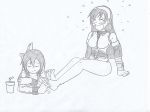  2_girls 2girls fairy_tail female laughing meredy_(fairy_tail) monochrome multiple_girls sketch tgohan tickle tickling ultear_milkovich 