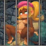  1boy 1girl ai_generated anthro barefoot beret biting_lip blonde_hair blush breasts brown_fur captured completely_nude_female dixie_kong donkey_kong_(series) donkey_kong_country furry furry_female green_eyes monkey_girl nintendo nipples nude_female penis prison prisoner pussy rape rareware reptile reverse_cowgirl_position scalie sex sex_slave stable_diffusion tears vaginal vaginal_penetration 