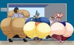  3_girls animal_crossing ankha_(animal_crossing) ass_envy breast_envy cleopatra dark-skinned_female dark_skin doki_doki_literature_club furry high_heels huge_ass huge_breasts jealous monika_(doki_doki_literature_club) nintendo panties shorter_female shortstack stuck_in_door taller_girl 