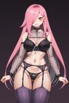  1girl ai_generated bed big_breasts bra cleavage lingerie long_hair nenefthivt on_bed panties pink_hair solo tagme underwear vtuber yellow_eyes 