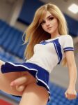  1futa ballsack blonde_hair bottomless bottomless_futanari cheerleader cheerleader_outfit cheerleader_uniform dickgirl flaccid flaccid_penis futa futa_only futanari intersex light-skinned_futanari light_skin looking_at_viewer makychan no_panties no_underwear penis penis_under_clothes penis_under_dress penis_under_skirt precum shaved_crotch shaved_penis shaved_pussy soft_penis sperm sperm_cell testicle 