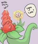 1boy 2016 2d :3 barbed_penis blush_stickers digital_media english_text flora_fauna flower flowey_(undertale) looking_at_viewer male male_only penis penis_focus plant plant_penis precum purple_background simple_background solid_color_background solo stare text top_flowey undertale undertale_(series) unknown_artist video_games vines yellow_flower