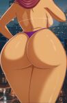 1girl big_ass booty city dat_ass dc_comics female furaffinity giantess green_eyes koriand'r purple_panties red_hair red_lips sb127 solo starfire tan_body teen_titans young_adult