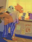 1boy 1girl 2020s 2022 alphys alphys_(undertale) animated_skeleton anthro ass ass_crack blush commission_art deviantart dinosaur dinosaur_girl duo edtropolis english_text female_anthro female_focus glasses humanoid indoors lizard lizard_girl lizard_tail male male_humanoid monster monster_girl no_sex pants_down ramen reptile reptile_girl reptile_tail sans sans_(undertale) scalie skeleton solo_focus tail text undead undertale undertale_(series) yellow_hair yellow_skin